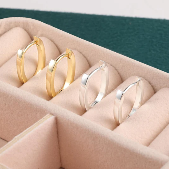 925 Sterling Silver Earrings Small Chunky Silver Earrings for Women Trendy Cute Thick Earing for Women Gifts #OWK005 - Image 4