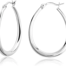 925 Sterling Silver Oval Hoop Earrings Sterling Silver Lightweight Oval Hoop Earrings for Women Gilrs #OWK006