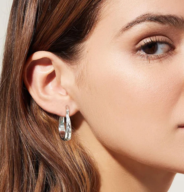 925 Sterling Silver Hoop Earrings for Women Silver Oval Hoop #OWK001 - Image 2