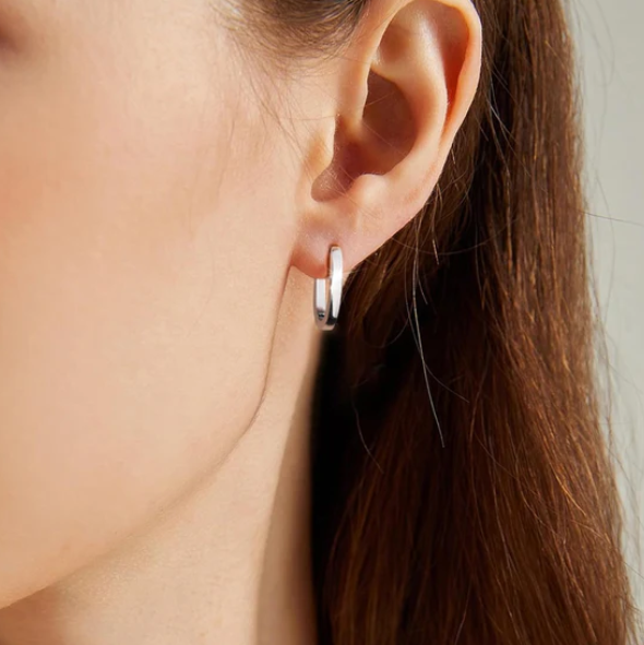 925 Sterling Silver Earrings Small Chunky Silver Earrings for Women Trendy Cute Thick Earing for Women Gifts #OWK005 - Image 2