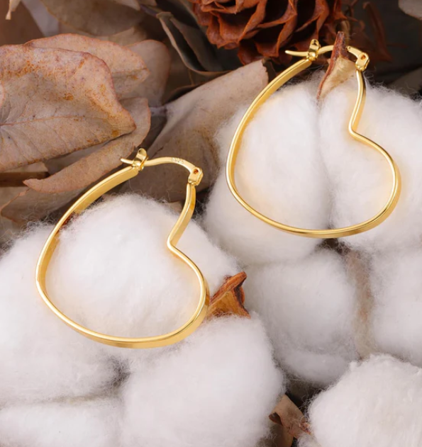 925 Sterling Silver Heart Earrings for Women Girls #OWK002 - Image 2