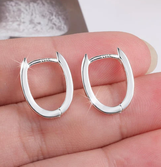 925 Sterling Silver Earrings Small Chunky Silver Earrings for Women Trendy Cute Thick Earing for Women Gifts #OWK005 - Image 3