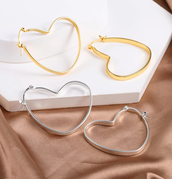 925 Sterling Silver Heart Earrings for Women Girls #OWK002 - Image 4